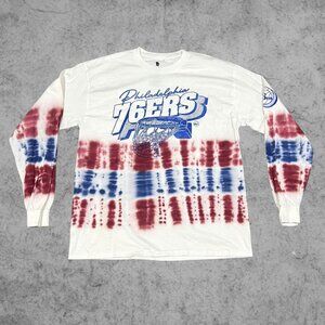 Junk Food Philadelphia 76ers Tye Die Red Blue Long Sleeve Tee, Size M